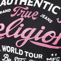True Religion - Tanktop- Gerippt- Logo mit Ziersteine besetzt schwarz Top