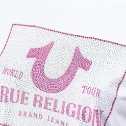 True Religion - T-Shirt- Crewneck- Aufgedrucktem Logo auf Fron weiss T-Shirt
