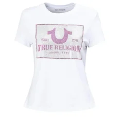 True Religion - T-Shirt- Crewneck- Aufgedrucktem Logo auf Fron weiss T-Shirt