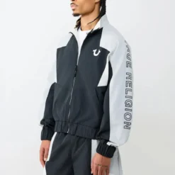 True Religion - Windbreakter Flair- Geometrisches Colorblocking schwarz Daunenjacke