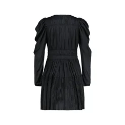 Ulla Johnson Satinkleid Lu mit Plissee Schwarz Plisseekleid