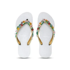 UZURII Zehentrenner Macrame Daisy weiss Flip Flops
