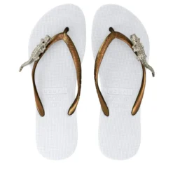 UZURII Zehentrenner Silver Crocodile Switch weiss Flip Flops