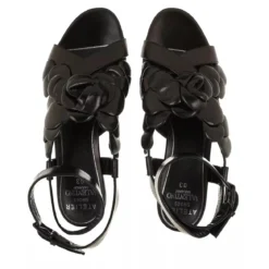 Valentino Garavani Atelier Rose Edition Sandals Leather Black Sandalen