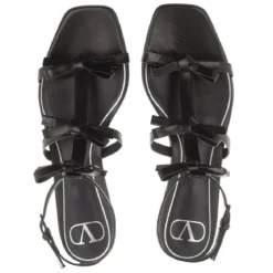Valentino Garavani French Bow Flat Sandals Black Sandalen