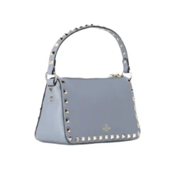 Valentino Garavani Schultertasche aus genarbtem Kalbsleder blau Crossbody Bag