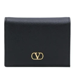 Valentino Garavani Textured Leather Wallet Black Bi-Fold-Portemonnaie